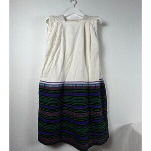 Vintage South American Handmade Dress with Handwoven Textile L/XL Square Neck